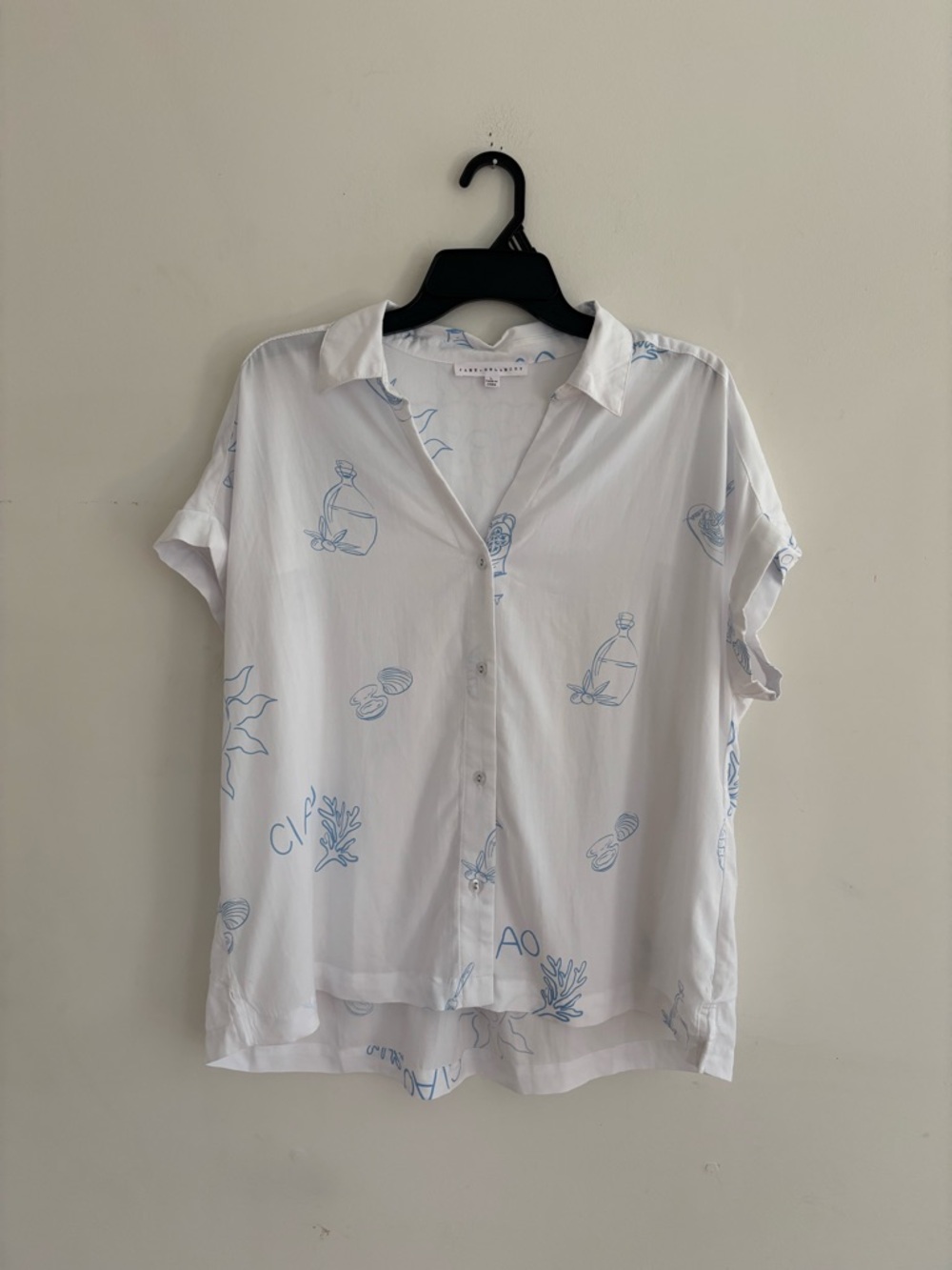 Jane + Delancey Coastal Print Button Up Blouse Size L